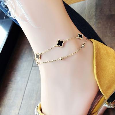 A2606002 Double Four Leaf Anklet