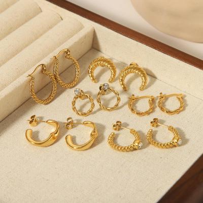 E2606006 C-shaped Zircon Earrings