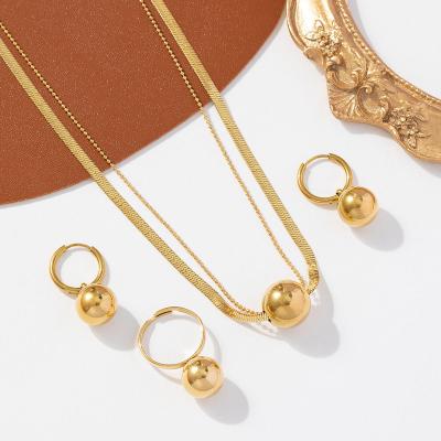  Ball Necklace Earrings Ring Three-piece Jewelry Set 