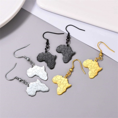E2606002 African Map Earrings 