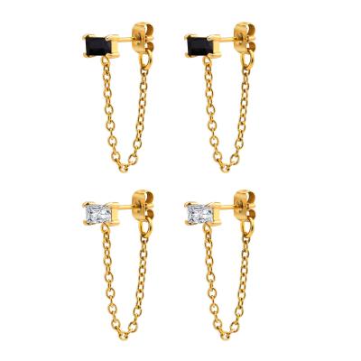  E2606009 Chain Zircon Earrings